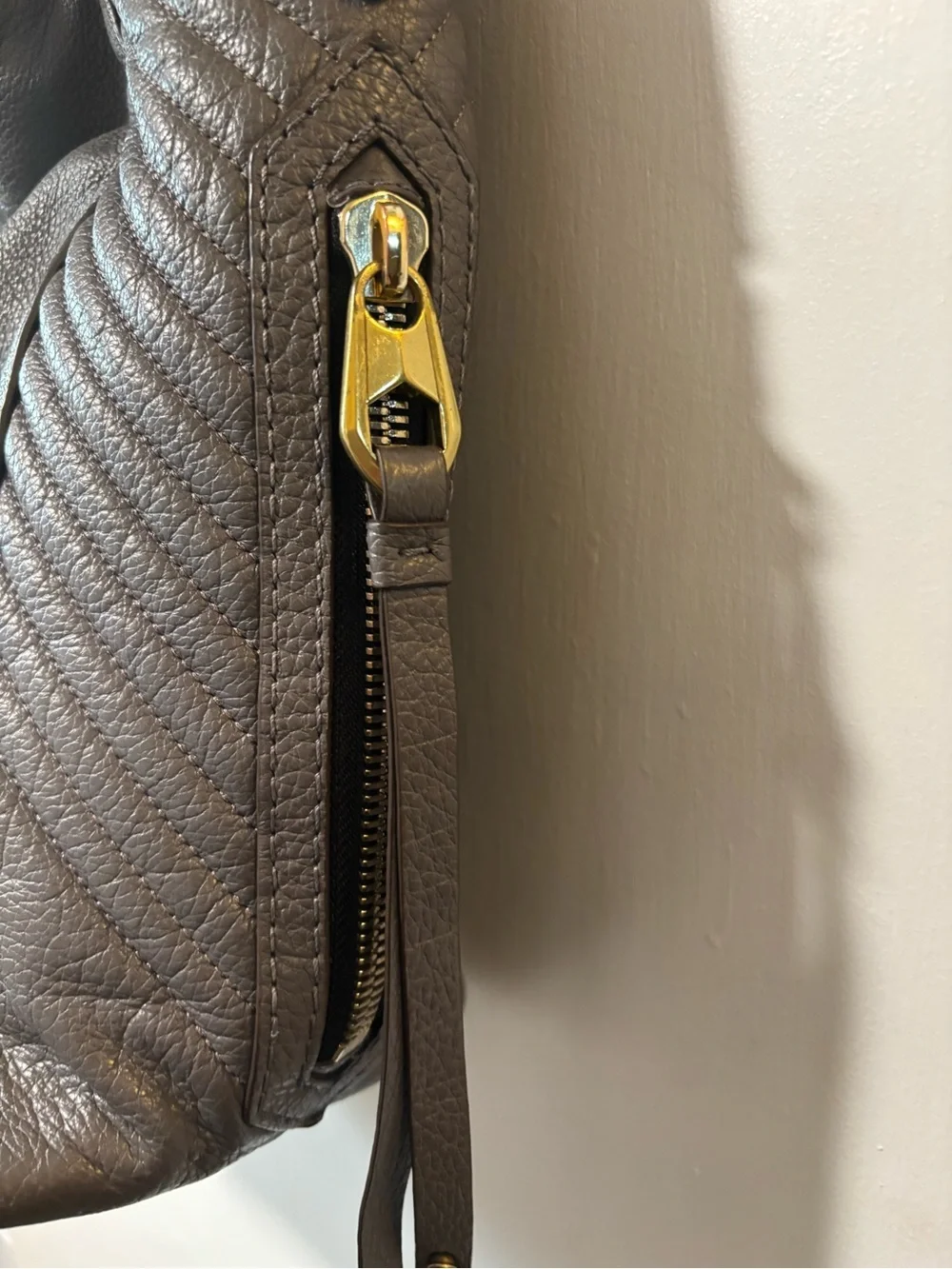 OrYany Victoria Gray Quilted Textured Leather Hobo Handbag Shoulder Bag